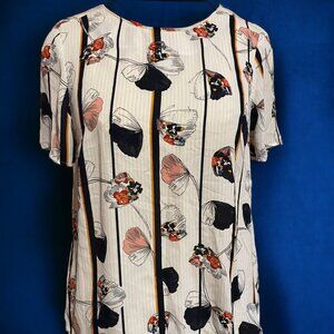 🌸Artsy Flower stripe Top Daniel Rainn for spring, navy, pink, white